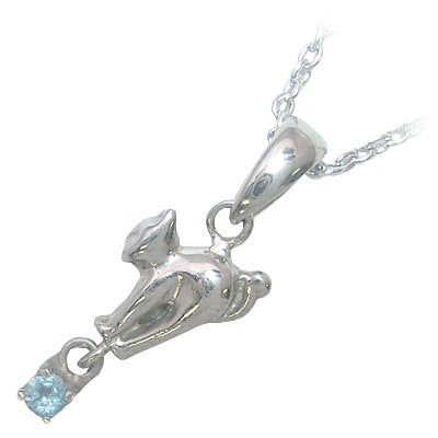 幸せを招く猫モチーフ ( 11月誕生石 ) シルバー ブルートパーズペンダントネックレス楽ギフ_包装 8,428円