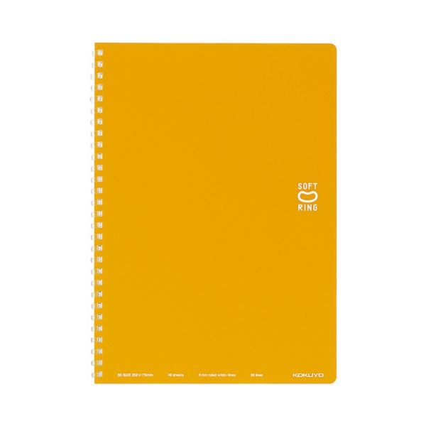 （まとめ）コクヨ ソフトリングノート（ドット入り罫線）セミB5 B罫 40枚 オレンジ ス-SV301BT-YR 1セット（5冊）(5セット)