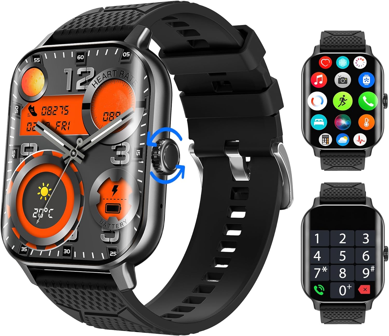 スマートウォッチ 2025新登場 2インチ大画面 Bluetooth通話 音声アシスタント 着信/Line/Twitter/メッセージ通知 活動量計 100+種類運動モード 天気予報 音楽再生 カメラ