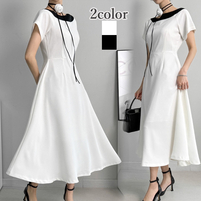 ワンピース 結婚式 パーティードレス ロングワンピース 袖あり