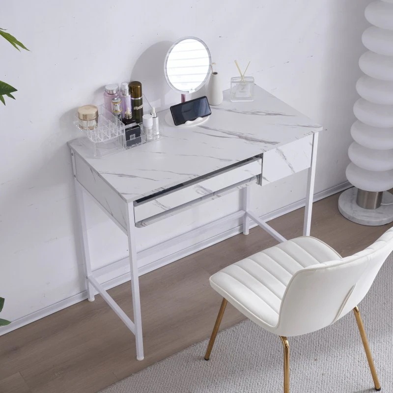 パソコンデスク 引き出し付き 収納台 pcデスク 机 大理石柄 おしゃれ キーボード付 ミシン台 学習机 勉強机 新作