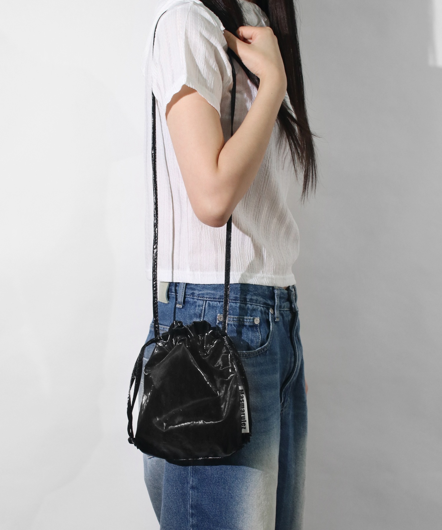 MASMARULEZ ストリングクロスバッグ _ グリッターブラック