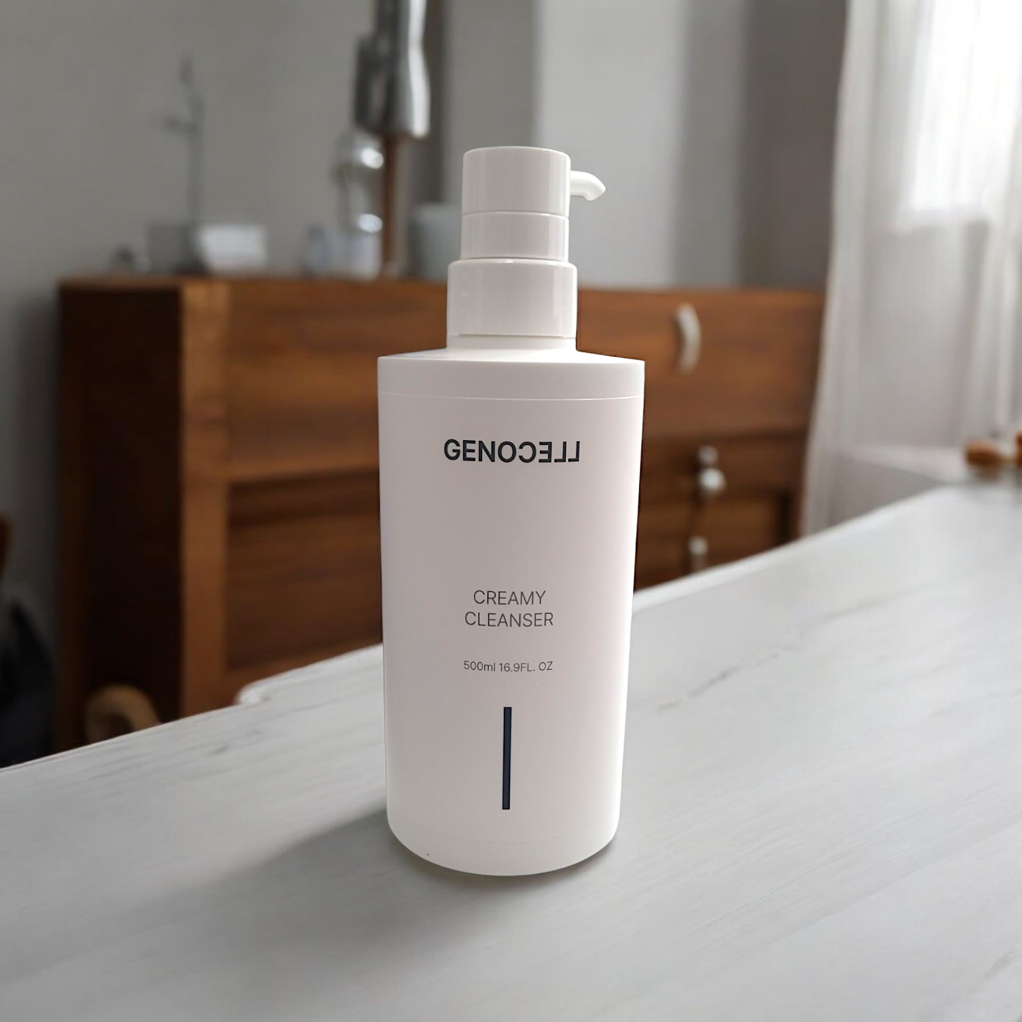 GENOCELL CREAMY CLEANSER 500ml, 弱酸性 低刺激 LHA クレンジング, 敏感肌, 朝の洗顔剤, 毛穴ケア, 大容量クレンジング