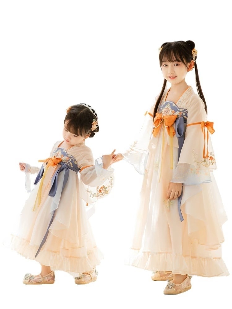 ボタン漢服女子児童超仙児童中仙気襦スカート古ワンピース