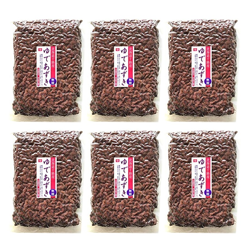 北海道産 ゆであずき 小豆 業務用 1kg 6袋セット 無糖 無添加 無化学調味料