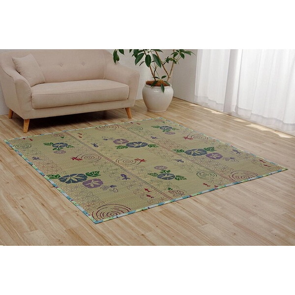 1060530013404 ラグ い草 金魚 和 風物詩 コンパクト 滑り止め不織布 自然素材 抗菌防臭 約180×180cm メーカー直送 6,417円