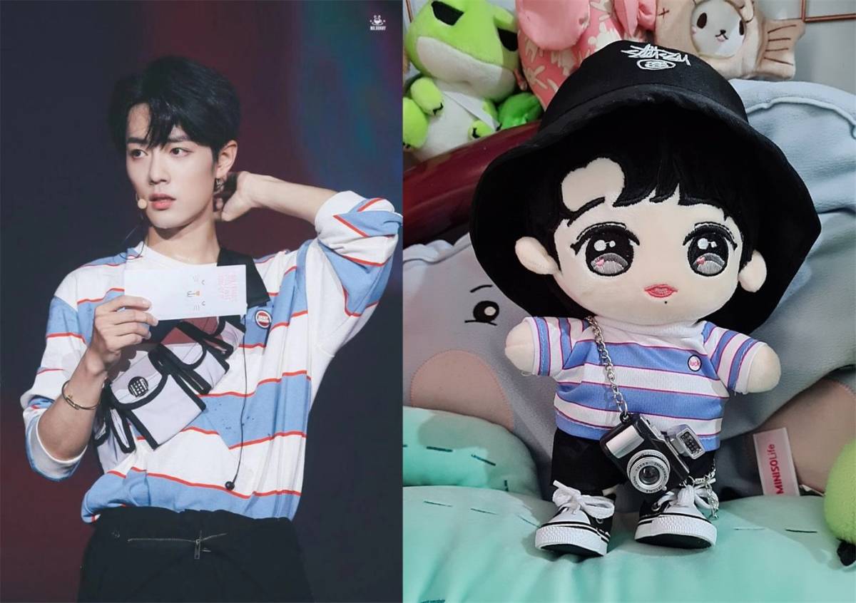 中国ドラマ『陳情令（The Untamed）』原作『魔道祖師』中国限定グッズ キャラクターぬいぐるみ 魏無羨役 俳優肖戰ドール 藍白Tシャツ人形