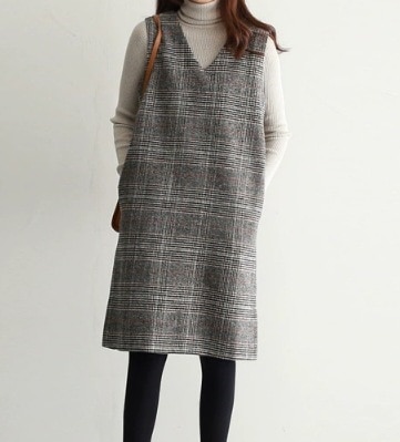 レディース ワンピース ウール 膝丈 袖なし ノースリーブ Vネック ストレート かわいい 大人可愛い きれいめ シンプル カジュアル 上品 おしゃれ レトロ クール エレガント キュート クラシカル