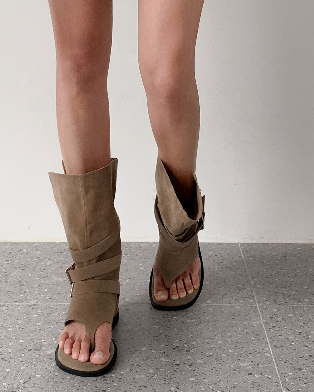 ラビスオープントロングブーツ韓国ファッション レディース