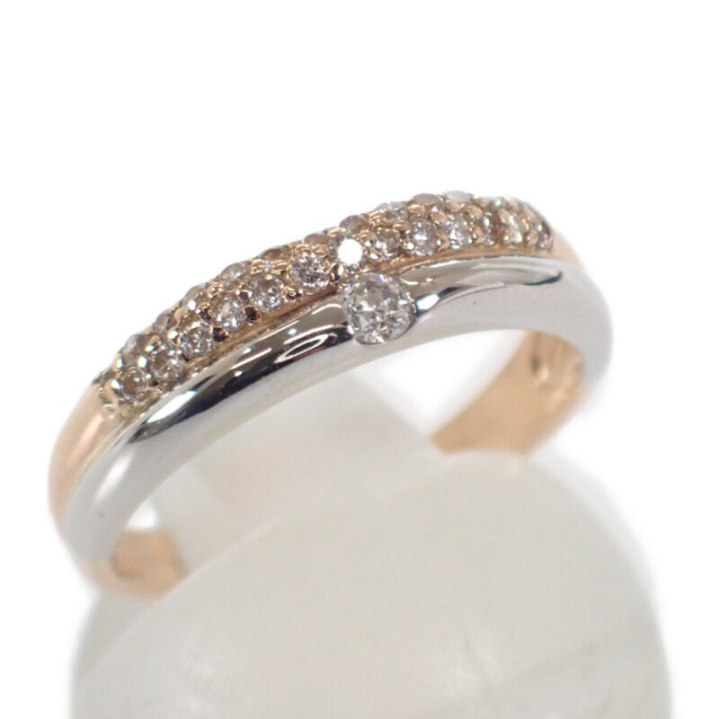 【no brand】K18PG Pt900 デザインジュエリー リング K18ピンクゴールド Pt900プラチナ 11号 ダイヤモンド