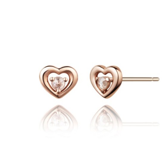 14金ゴールドハートダイヤモンドピアス M0827D