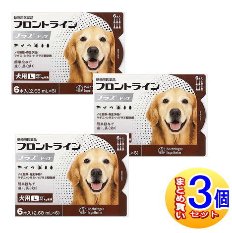 【3個セット】【動物用医薬品】フロントラインプラスドッグ　犬用　L　20～40kg未満　6本入　【小型宅配便】