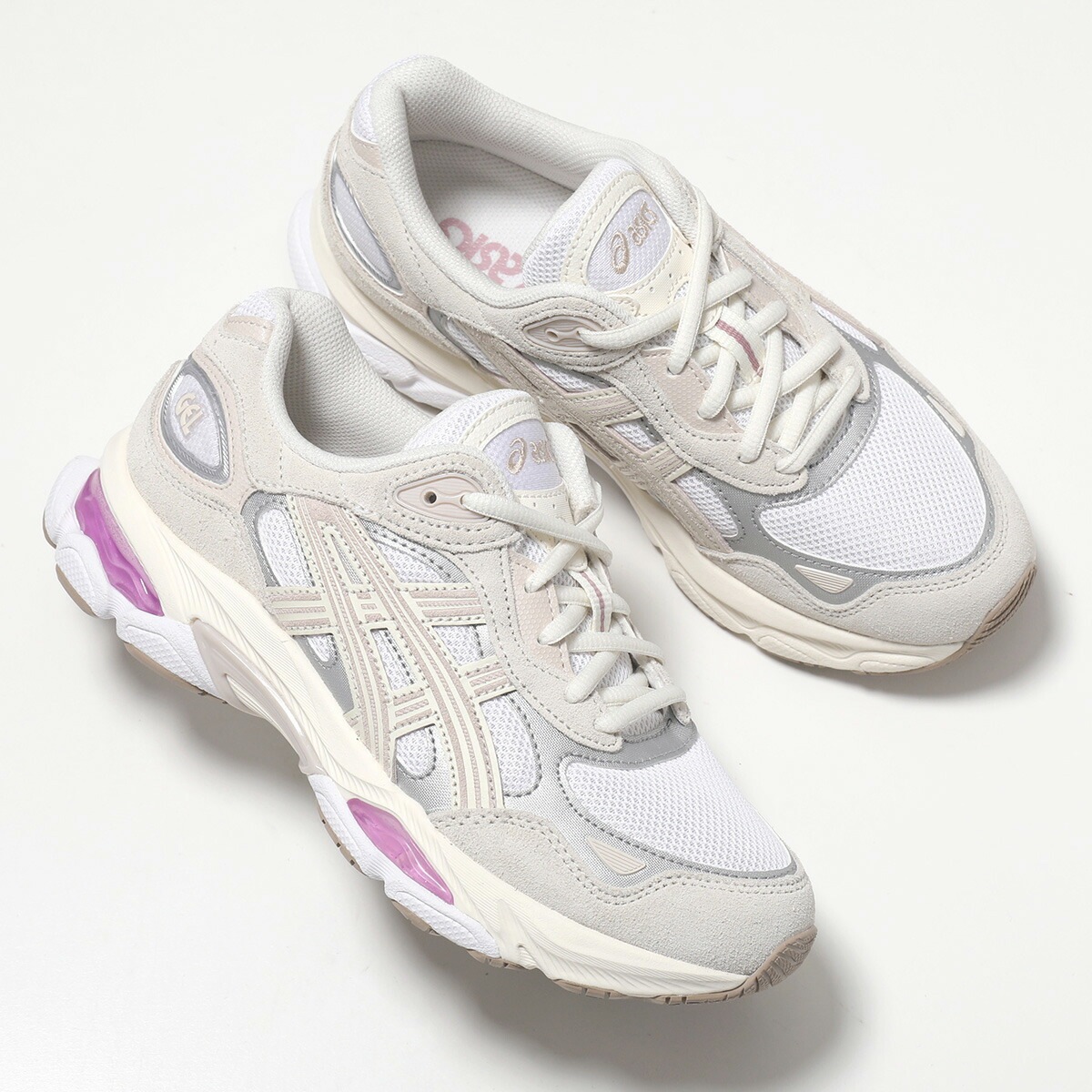 ASICS アシックス スニーカー GEL-NYC 2.0 ゲル 1203A895-101 レディース ローカット スウェード メッシュ シューズ 靴 WHITE-CREAM