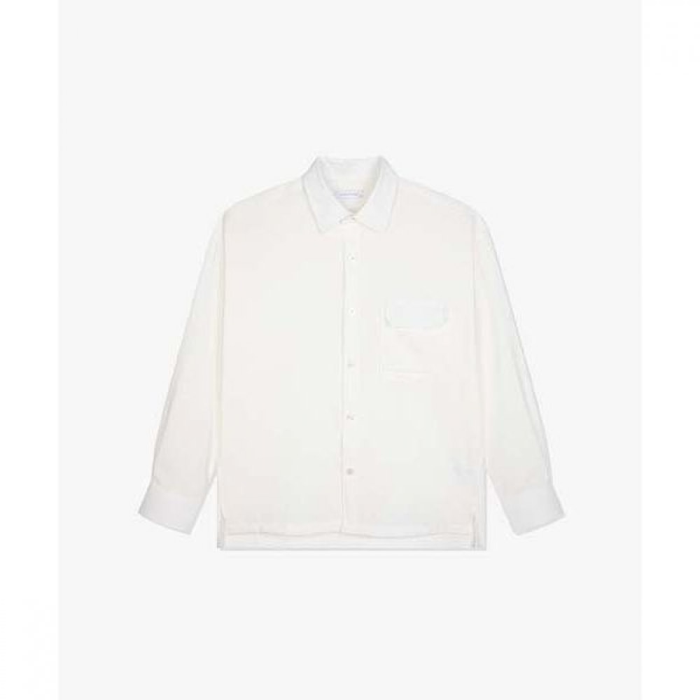 [リバークラッシュ] LKS31368ホワイトオーバーフィットサイドスリットディテールシャツ