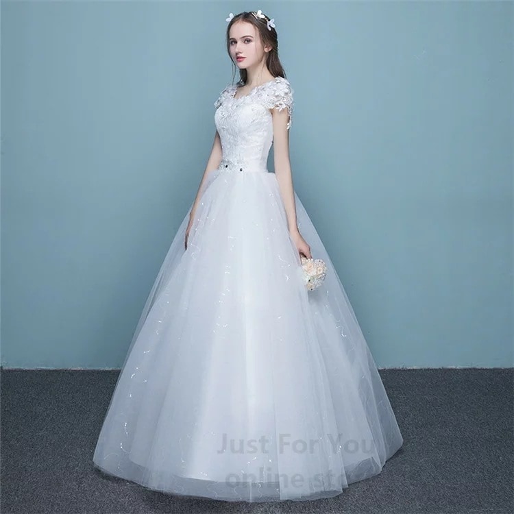 ウェディングドレス ロング丈 ウエディングドレス 白 ドレス 花嫁 二次会 結婚式 白ワンピース フォーマルドレス 編み上げタイプ 白