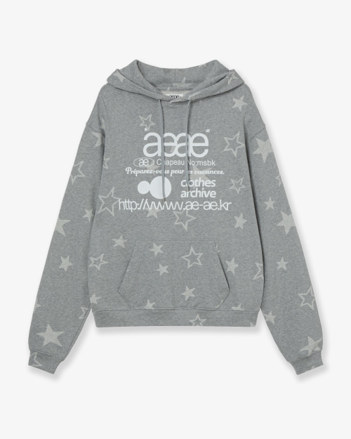 【AEAE】 WEB LOGO STAR LOOSED HOODIE [GREY] 正規品