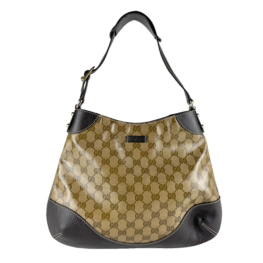 グッチ GUCCI ショルダーバッグ GGクリスタル コーティングキャンバス/レザー ブラウン ゴールド レディース z9573