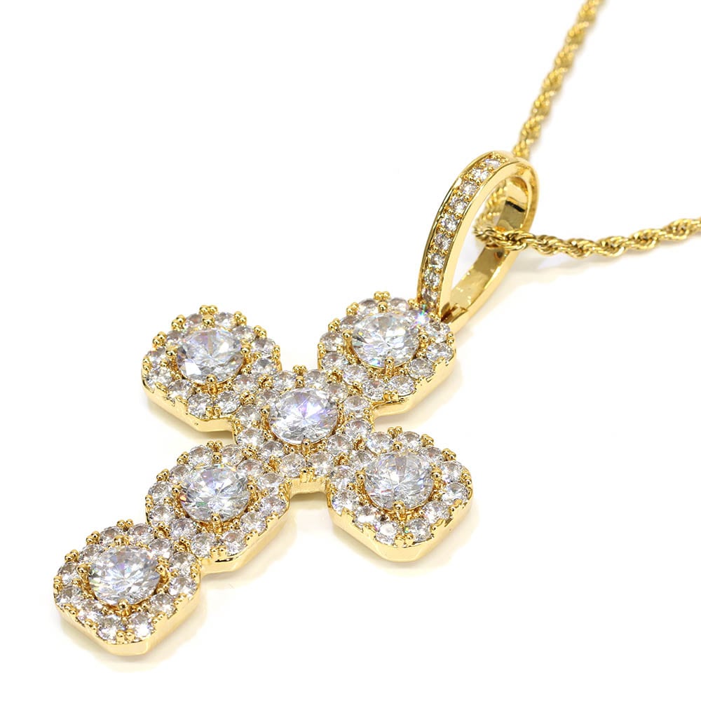 ラージ クロスネックレス CZ [n279]