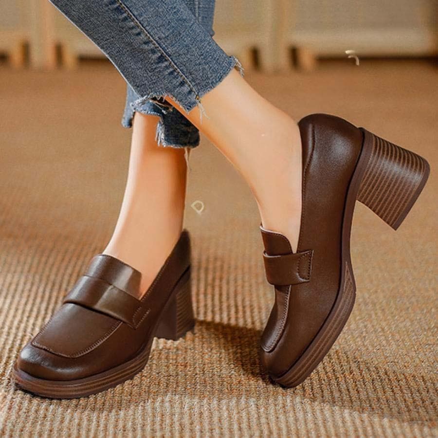 2025新品 数量限定 パンプス レディース 歩きやすい オフィスシューズ ハイヒール 大人ローファー 痛くない スクエアトゥ スリッポン フォーマル マニッシュシューズ 短納期