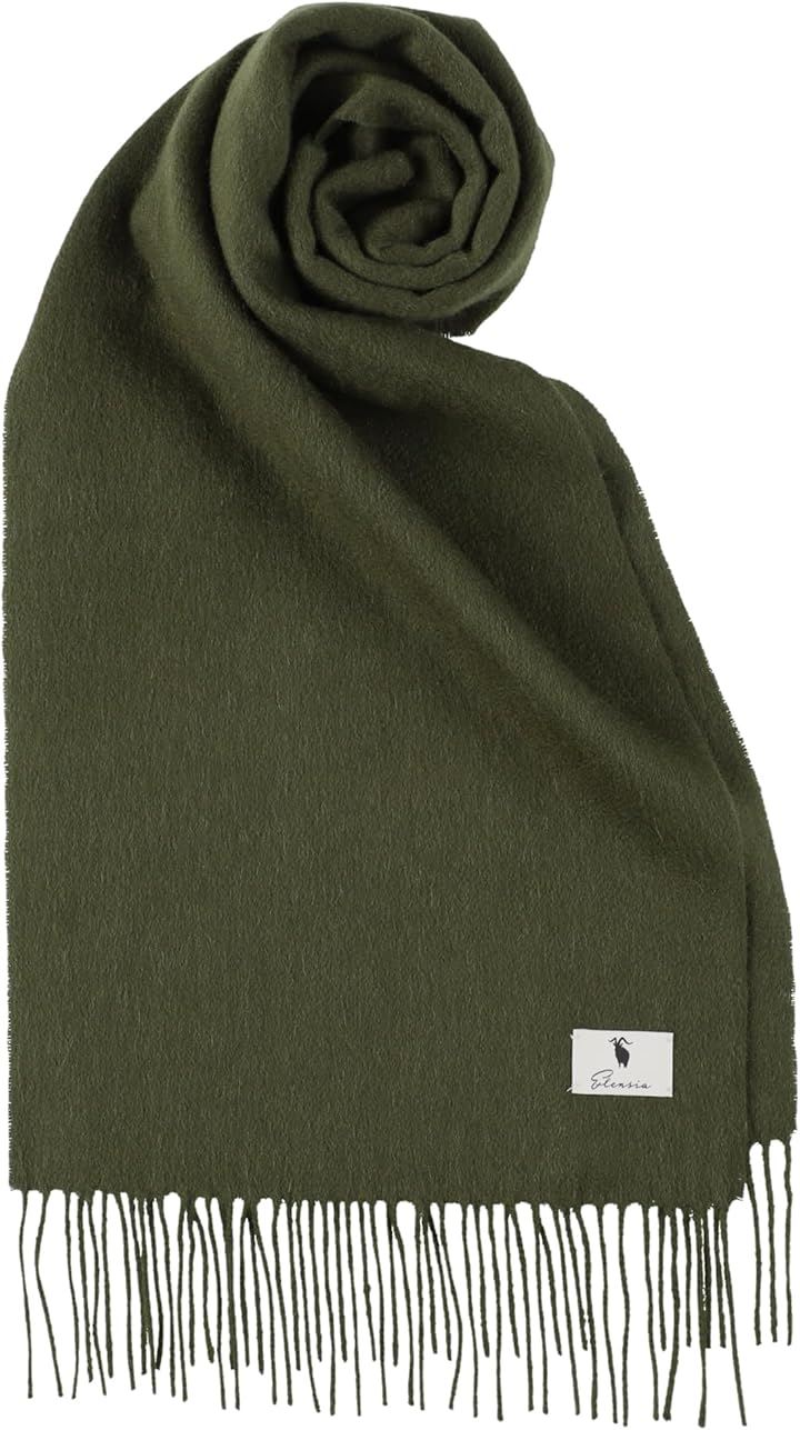 エレンシア カシミヤ １００％ マフラー レディース メンズ 無地 全９色( カーキ)