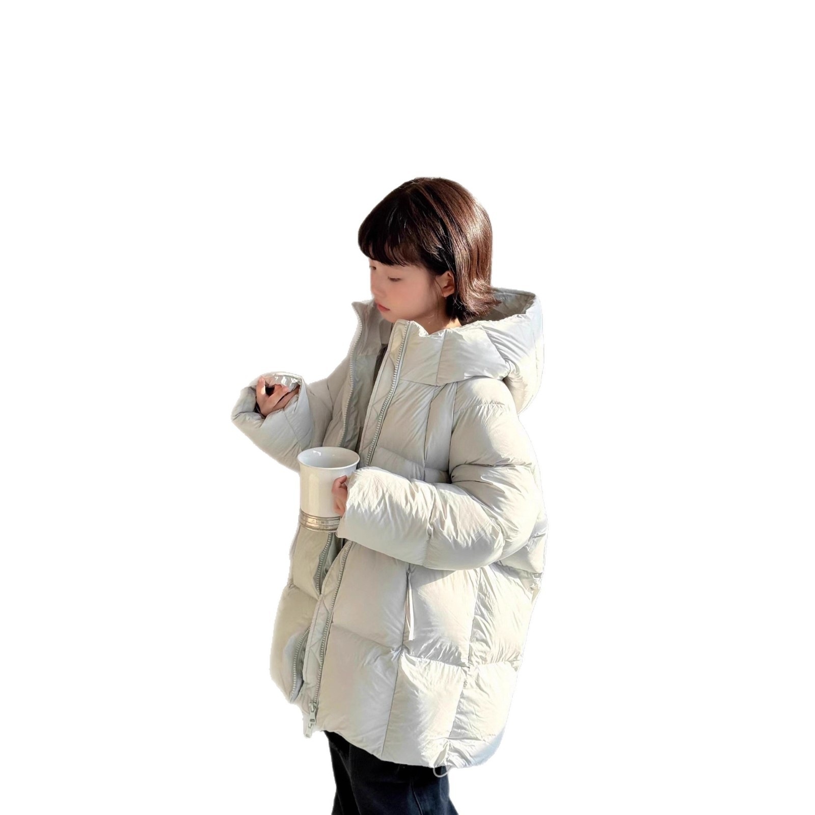 パーカー 新しい子供のホワイトダックダウンダウンジャケット冬の女の子の厚みのあるフード付きミッドレングスライトパフコート