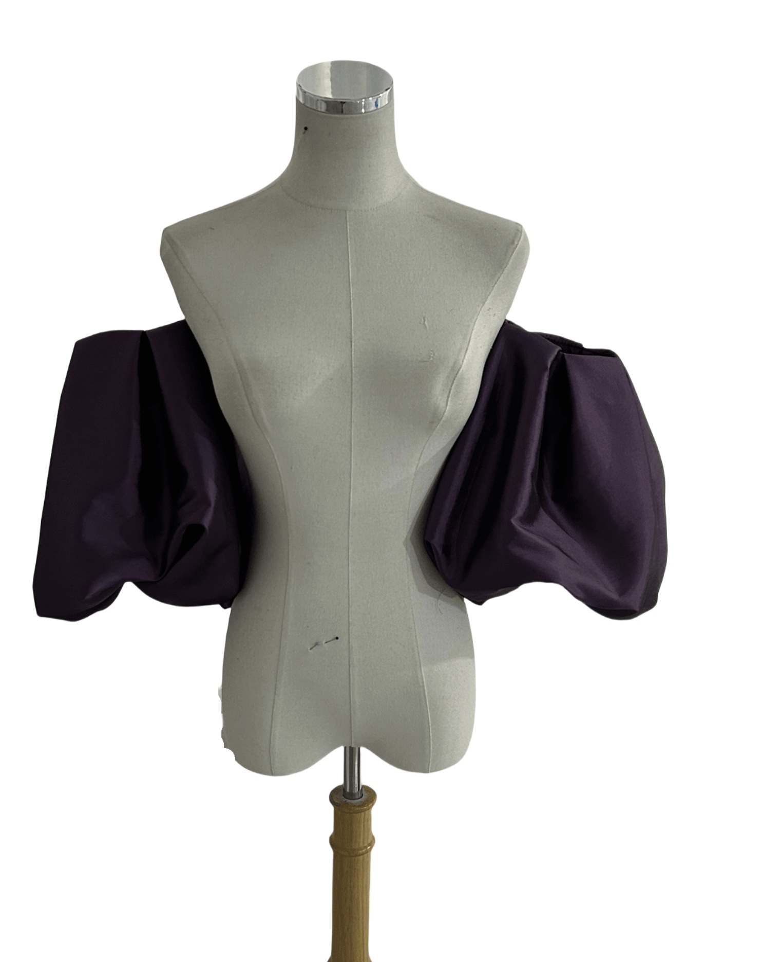 パフスリーブ 取り外し袖 パープル ストレッチ 色直し シルクタフタ 花嫁/ウェディングドレス