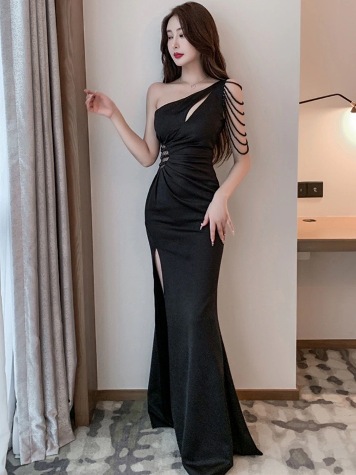 ナイトクラブセクシードレスロングサウナ足湯フットマッサージ技師作業服イブニングドレス作業服安い 5,570円