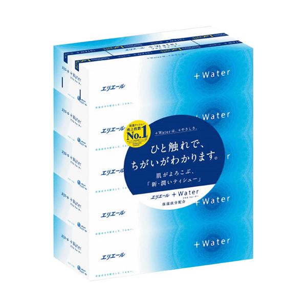 （まとめ）大王製紙 エリエール+Water180組/箱 1パック（5箱）[x10セット]