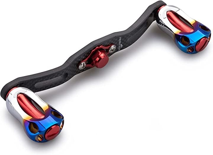 リール ハンドル 1.5K炭布 カーボン 22mm ノブ搭載 シマノ SHIMANO ダイワ DAIWA アブ Abu 通用 ベイトリール Aurora(レッド, 110mm)その他