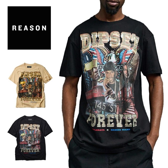 REASON リーズン ディプロマッツ コラボ DIPSET FOREVER TEE コットン 綿 素材 半袖 ブラック 黒 カーキ ベージュ /B系/ストリート/ダンス衣装/ラップ/rap tee/