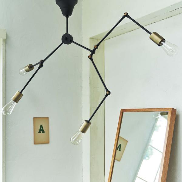 天井 照明 ライト ペンダントライト 電球付き エジソン電球 E26/60W LED電球対応 角度調整調節 可動式 おしゃれ 枝分かれ かわいい 可愛い デザイナーズ ID012