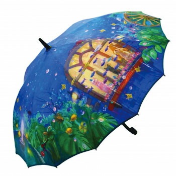 藤田屋 一枚張り長傘 da mon de 60cm アクアガーデン DA-2471（NT）