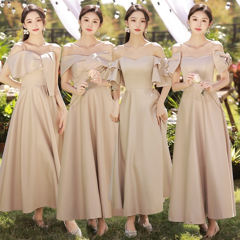 パーティードレス 結婚式 お呼ばれワンピースドレス韓国かわいいロングドレス-65