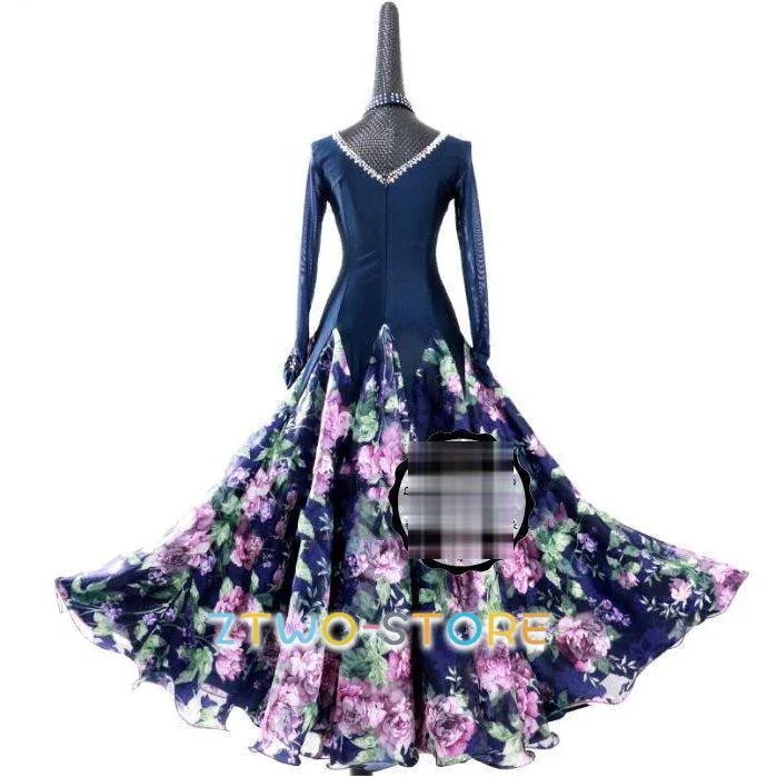 オーダーメード　社交ダンスドレス　 ラテンドレス　モダンドレス　ロングスカート　ダンスウエア　競技　デモ　ダンス衣装　ワンピース 豪華 11,305円