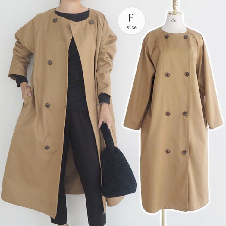アウターコー 秋冬アウター 女性 秋冬（sy180 レディース　2020新作 アウターコート レディースファッションロング丈ダブルボタンタイプ丸ネックレディースファッションゆったり秋トレンドフレンチス