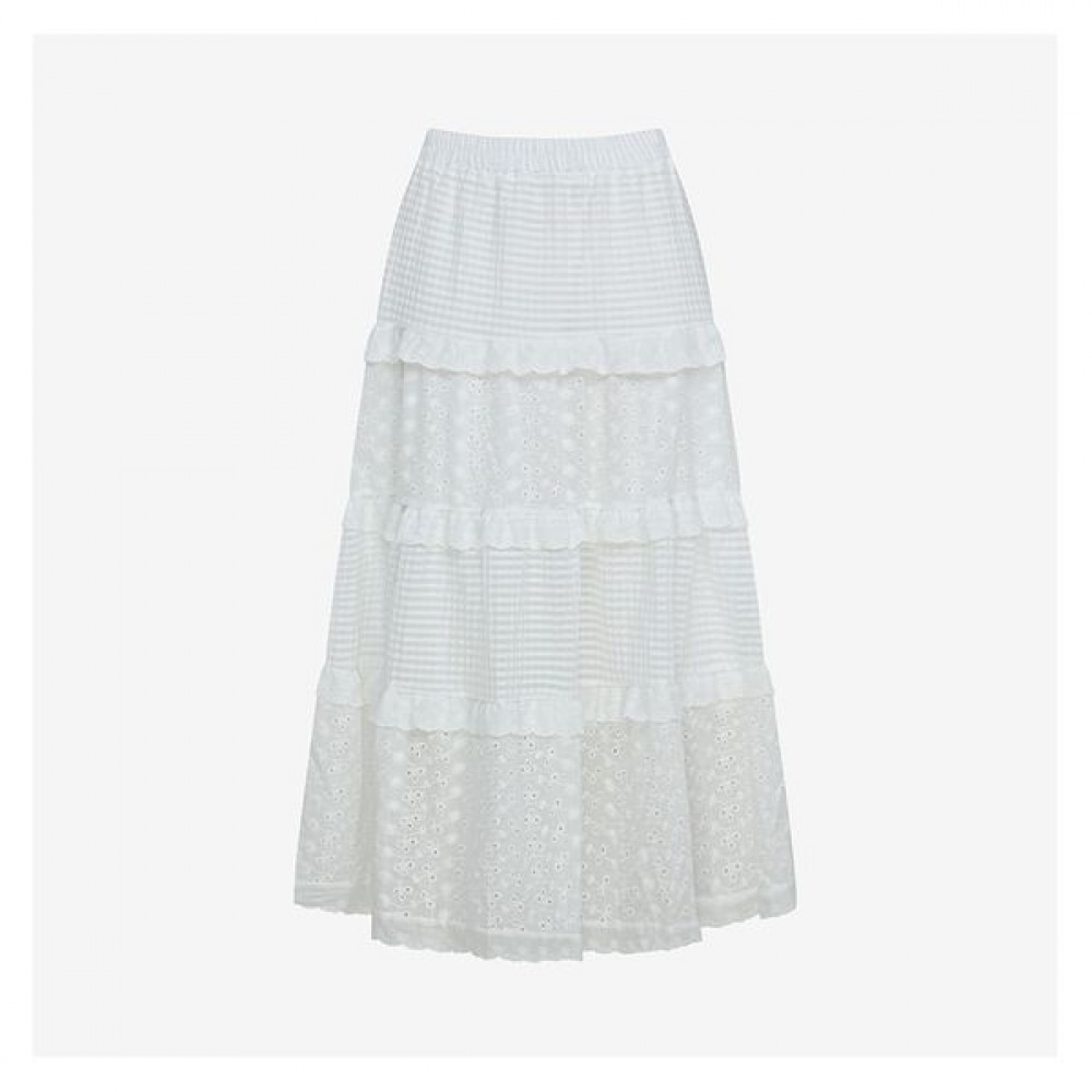 [ヴィッキー] ミックステクスチャバンディングティアードスカート（TKSAE7342）