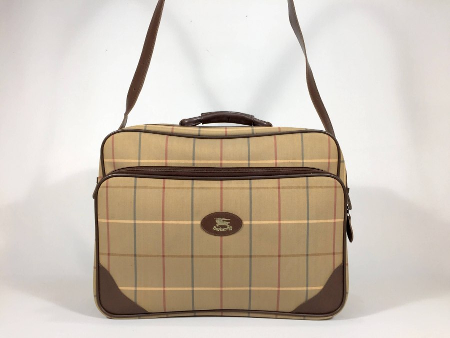 ビジネスバッグ キャンバスレザー ブラウン系 ストラップあり 中古品