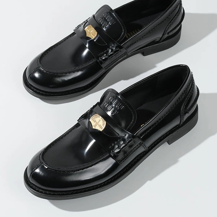 ローファー ブラッシュドレザーローファー 5D773 ULX NERO ブラック 黒 シューズ レザー コインローファー ロゴ メタル 人気 おすすめ