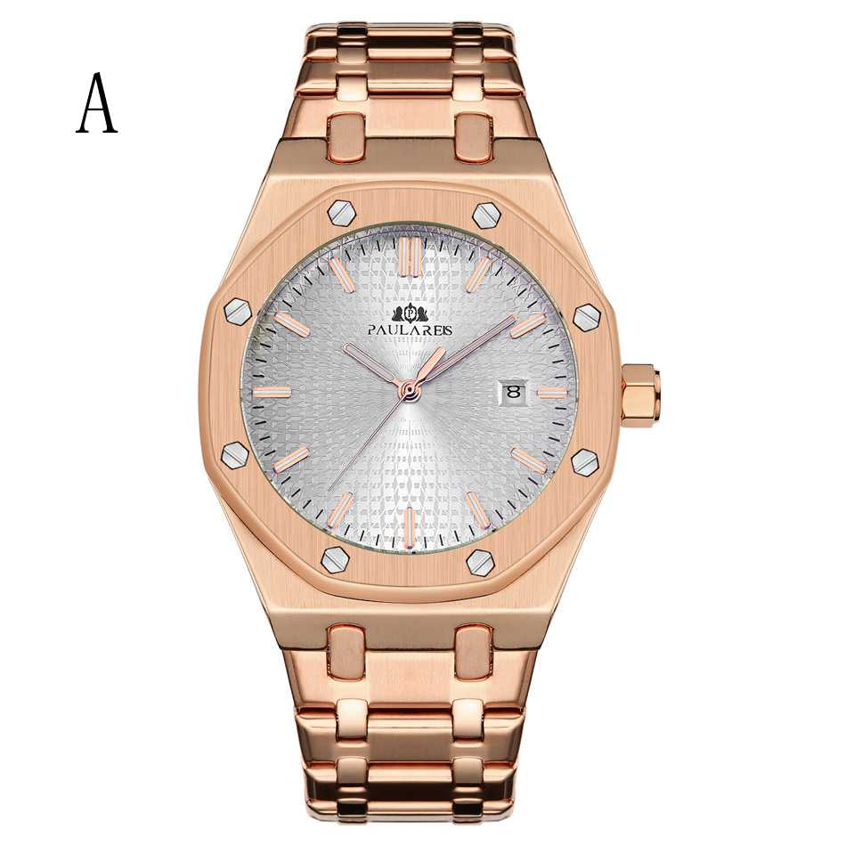 即納可能パールレイス全自動機械式オークススチールカレンダー夜光男時計AUTOMATIC WATCH