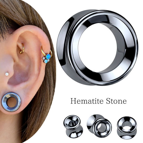 Qoo10] ヘマタイト 天然石ピアス 拡張ピアス 1