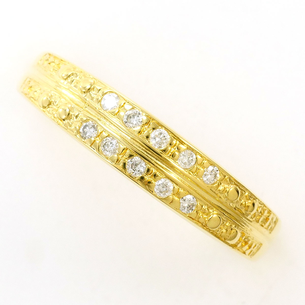 K18 18金 YG イエローゴールド リング・指輪 9.5号 ダイヤモンド 0.06ct 総重量約1.6g 中古
