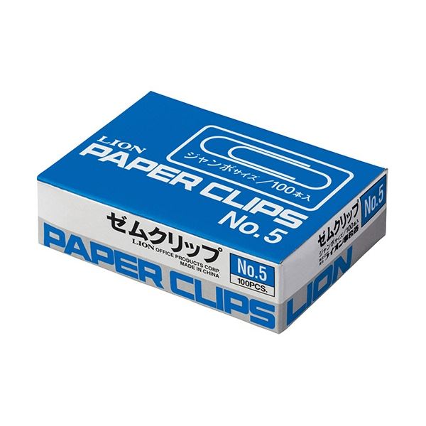 (まとめ) ライオン事務器 ゼムクリップ ジャンボ 50mm No.5-100 1箱(100本) (×30セット)