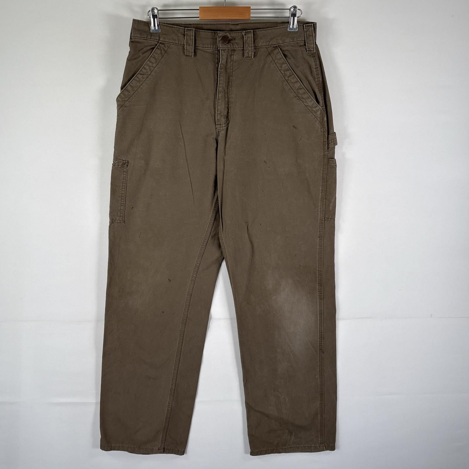 古着 ワークパンツ ダック地 ペインター ハンマーフック ジップ w34 L34 ブラウン メンズ