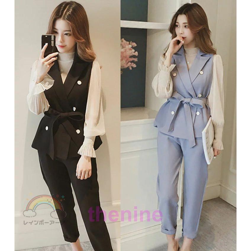 期間限定SALE　M- XL カラー パンツスーツ レディース おしゃれ 入学式 ママスーツ パンツ かっこいい セレモニースーツ レディーススーツ セットアップ ビジネス オフィス 卒