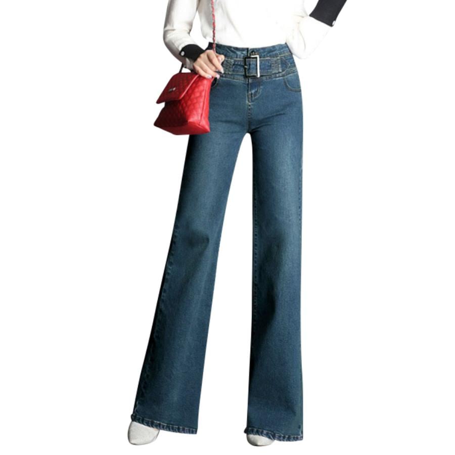 【即納】販売最低価！ワイドパンツ デニム レディース 秋冬 ハイウエスト ジーンズ ストレッチ 大きいサイズ ゆったり ストレート
