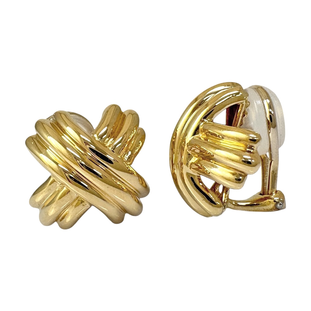 ティファニー シグネチャー イヤリング 18金 K18イエローゴールド TIFFANY&Co. 中古 美品