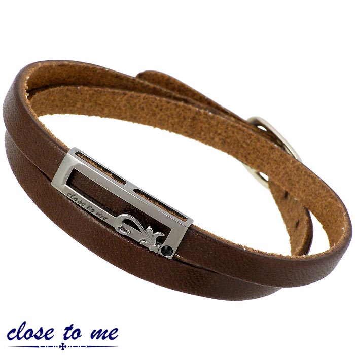 クロストゥーミー close to me 二重 レザー シルバー ブレスレット スワロフスキー 唐草 8,228円