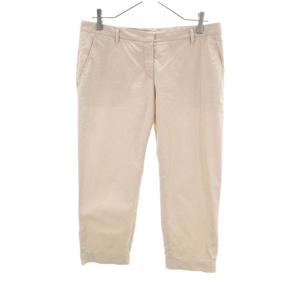 イタリア製 ストライプ柄 クロップドパンツ 42S ベージュ レディース 古着