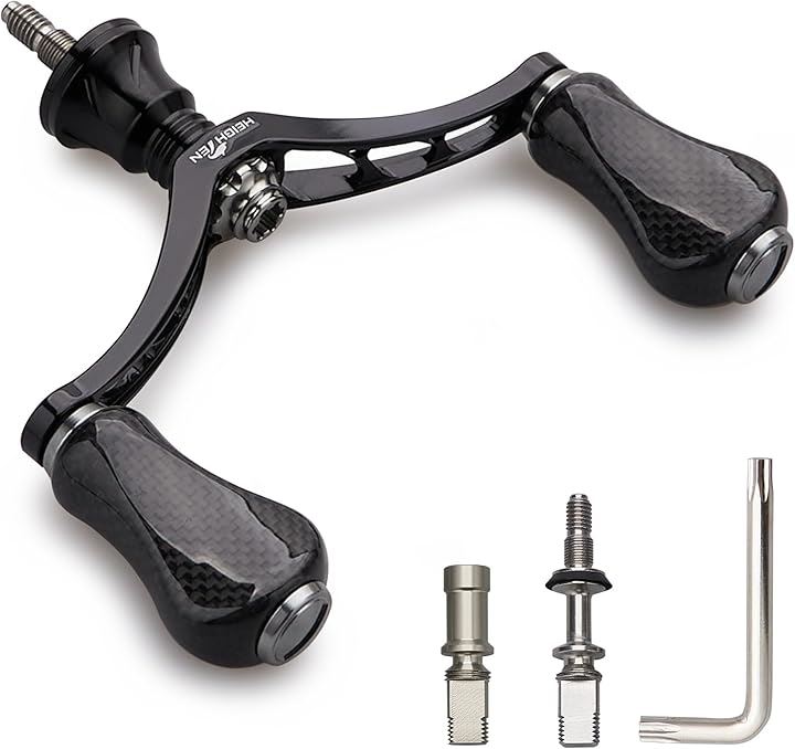 80mm リール ハンドル 20mm カーボン ノブ 搭載 シマノ ダイワ 通用 スピニングリール用 Gourd Series - 937( 80mm - ブラック＆ガンメタル)