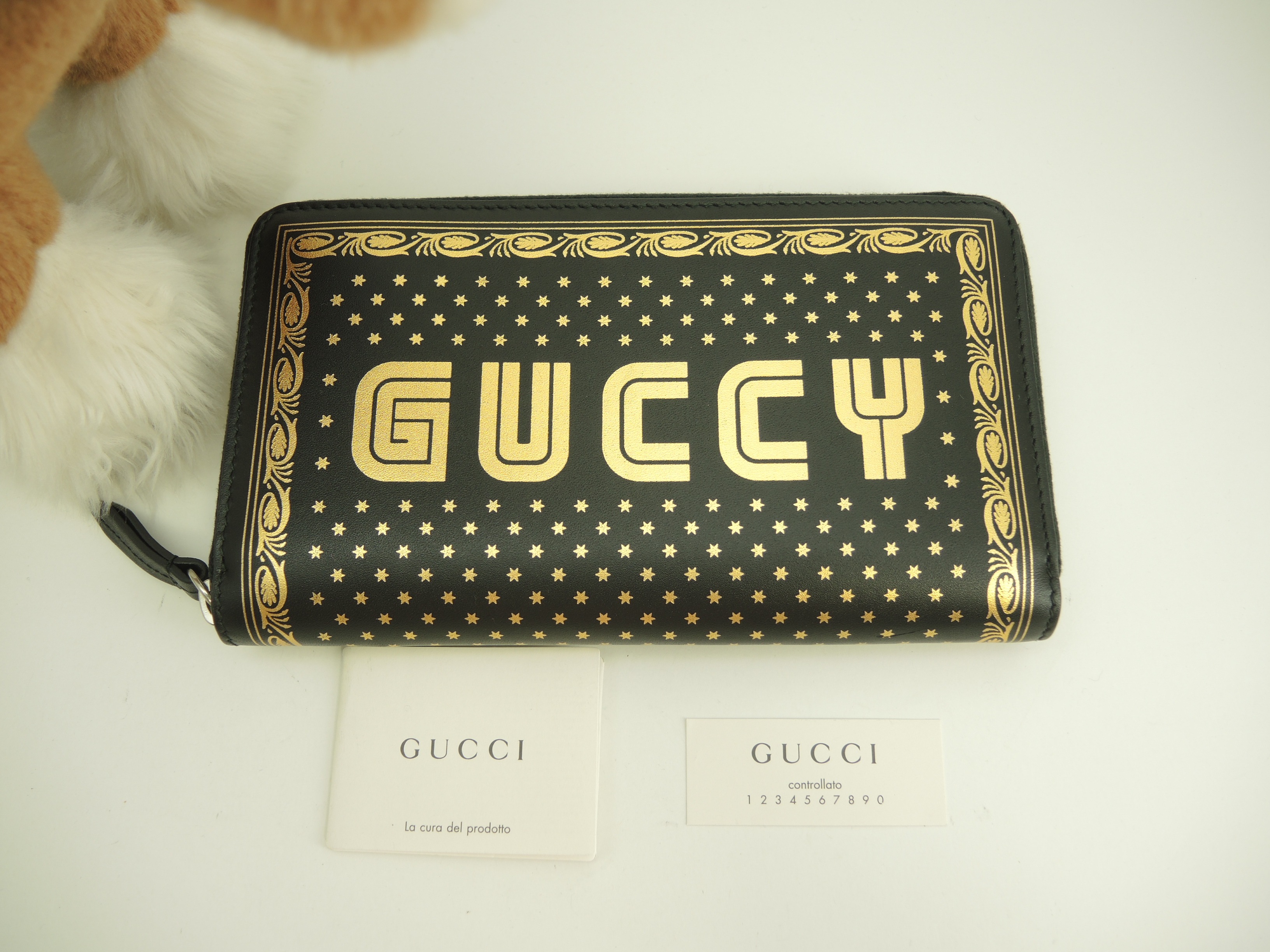 ロングウォレット GUCCY レザー黒 ジップ長財布 未使用@ 6
